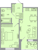 1 ккв № 145 Корп.: 21 , Секция 1  в ЖК Стороны света-2