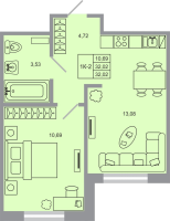 1 ккв № 3 Корп.: 20 , Секция 1  в ЖК Стороны света-2
