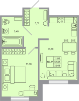 1 ккв № 5 Корп.: 17 , Секция 1  в ЖК Стороны света-2