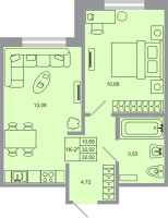 1 ккв № 11 Корп.: 20 , Секция 1  в ЖК Стороны света-2