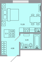 Студия № 212 Корп.: 17 , Секция 2  в ЖК Стороны света-2