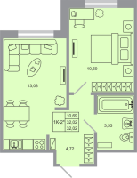 1 ккв № 10 Корп.: 20 , Секция 1  в ЖК Стороны света-2
