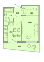 1 ккв № 186 Корп.: 24 Уч. Север , Секция 2  в ЖК Стороны света