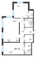 3 ккв (Евро) № 1137 Корп.: 8 , Секция 1  в ЖК Струны