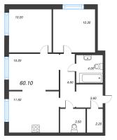 3 ккв (Евро) № 226 Корп.: 2 , Секция 2  в ЖК Струны