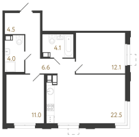 3 ккв (Евро) № 1091 Корп.: 8 , Секция 1  в ЖК Струны