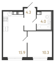 2 ккв (Евро) № 882 Корп.: 7 , Секция 1  в ЖК Струны