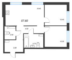 3 ккв (Евро) № 787 Корп.: 6 , Секция 2  в ЖК Струны