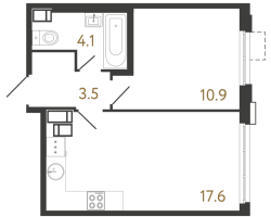 2 ккв (Евро) № 629 Корп.: 5 , Секция 1  в ЖК Струны