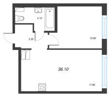2 ккв (Евро) № 1040 Корп.: 8 , Секция 1  в ЖК Струны