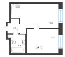 2 ккв (Евро) № 232 Корп.: 2 , Секция 2  в ЖК Струны