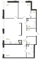 4 ккв (Евро) № 1017 Корп.: 8 , Секция 1  в ЖК Струны