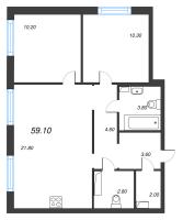 3 ккв (Евро) № 266 Корп.: 2 , Секция 2  в ЖК Струны