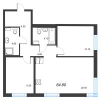 3 ккв (Евро) № 1021 Корп.: 8 , Секция 1  в ЖК Струны