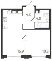 2 ккв (Евро) № 762 Корп.: 6 , Секция 1  в ЖК Струны