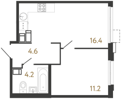 2 ккв (Евро) № 630 Корп.: 5 , Секция 1  в ЖК Струны