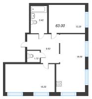 3 ккв (Евро) № 170 Корп.: 2 , Секция 1  в ЖК Струны