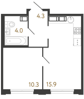 2 ккв (Евро) № 844 Корп.: 6 , Секция 2  в ЖК Струны