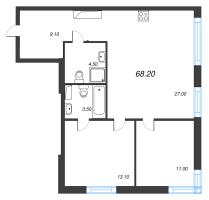 3 ккв (Евро) № 74 Корп.: 1 , Секция 1  в ЖК Струны