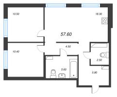 3 ккв (Евро) № 869 Корп.: 7 , Секция 1  в ЖК Струны