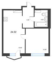2 ккв (Евро) № 757 Корп.: 6 , Секция 1  в ЖК Струны