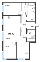 4 ккв (Евро) № 1009 Корп.: 8 , Секция 1  в ЖК Струны