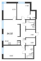 4 ккв (Евро) № 1017 Корп.: 8 , Секция 1  в ЖК Струны