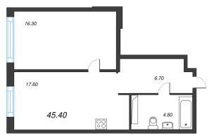 2 ккв (Евро) № 62 Корп.: 1 , Секция 1  в ЖК Струны