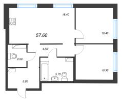 3 ккв (Евро) № 797 Корп.: 6 , Секция 2  в ЖК Струны