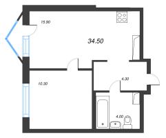 2 ккв (Евро) № 378 Корп.: 3 , Секция 2  в ЖК Струны