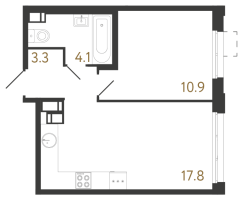 2 ккв (Евро) № 1033 Корп.: 8 , Секция 1  в ЖК Струны