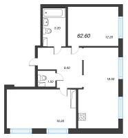 3 ккв (Евро) № 185 Корп.: 2 , Секция 1  в ЖК Струны