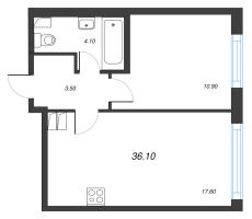 2 ккв (Евро) № 580 Корп.: 5 , Секция 1  в ЖК Струны