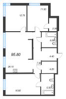4 ккв (Евро) № 1003 Корп.: 8 , Секция 1  в ЖК Струны
