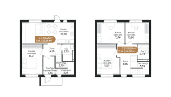 5 ккв (Евро) № 2.1 Корп.: 2 , Секция 1  в ЖК СветЛО