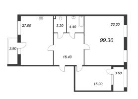 3 ккв (Евро) № 351 Корп.: 2.1 , Секция 11  в ЖК Svetlana Park