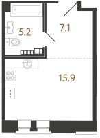 Студия № 46 Корп.: В , Секция 1  в ЖК Светоч