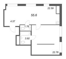 2 ккв (Евро) № 75 Корп.: 1 , Секция 2  в ЖК Talento