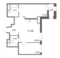 3 ккв (Евро) № 32 Корп.: 1 , Секция 2  в ЖК Talento