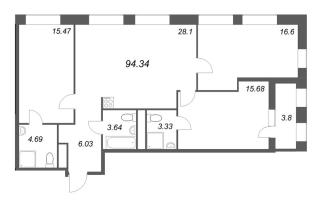 4 ккв (Евро) № 31 Корп.: 1 , Секция 2  в ЖК Talento