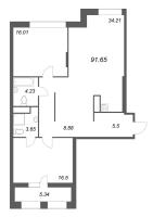 3 ккв (Евро) № 51 Корп.: 1 , Секция 2  в ЖК Talento