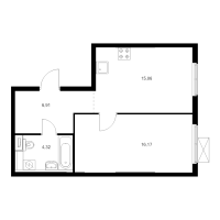 2 ккв (Евро) № 1.12.11 Корп.: 3.3 , Секция 1  в ЖК Таллинский парк