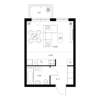 Студия № 1.8.4 Корп.: 4.2 , Секция 1  в ЖК Таллинский парк