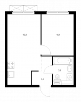 2 ккв (Евро) № 3.5.4 Корп.: 2.1 , Секция 3  в ЖК Таллинский парк