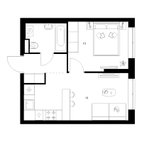 2 ккв (Евро) № 1.1.2 Корп.: 5.3 , Секция 1  в ЖК Таллинский парк