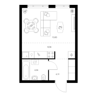 Студия № 1.6.4 Корп.: 4.2 , Секция 1  в ЖК Таллинский парк