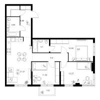 4 ккв (Евро) № 3.3.5 Корп.: 4.1 , Секция 3  в ЖК Таллинский парк