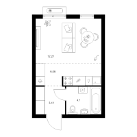Студия № 4.3.1 Корп.: 4.1 , Секция 4  в ЖК Таллинский парк