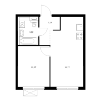 2 ккв (Евро) № 1.12.3 Корп.: 3.3 , Секция 1  в ЖК Таллинский парк