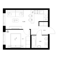 1 ккв № 1.1.2 Корп.: 4.2 , Секция 1  в ЖК Таллинский парк